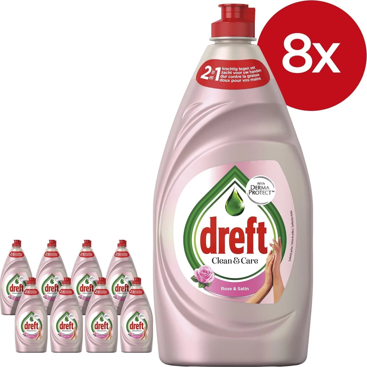 Dreft Clean & Care Rose & Satin Afwasmiddel - 8x780ml - Voordeelverpakking - Afbeelding 7