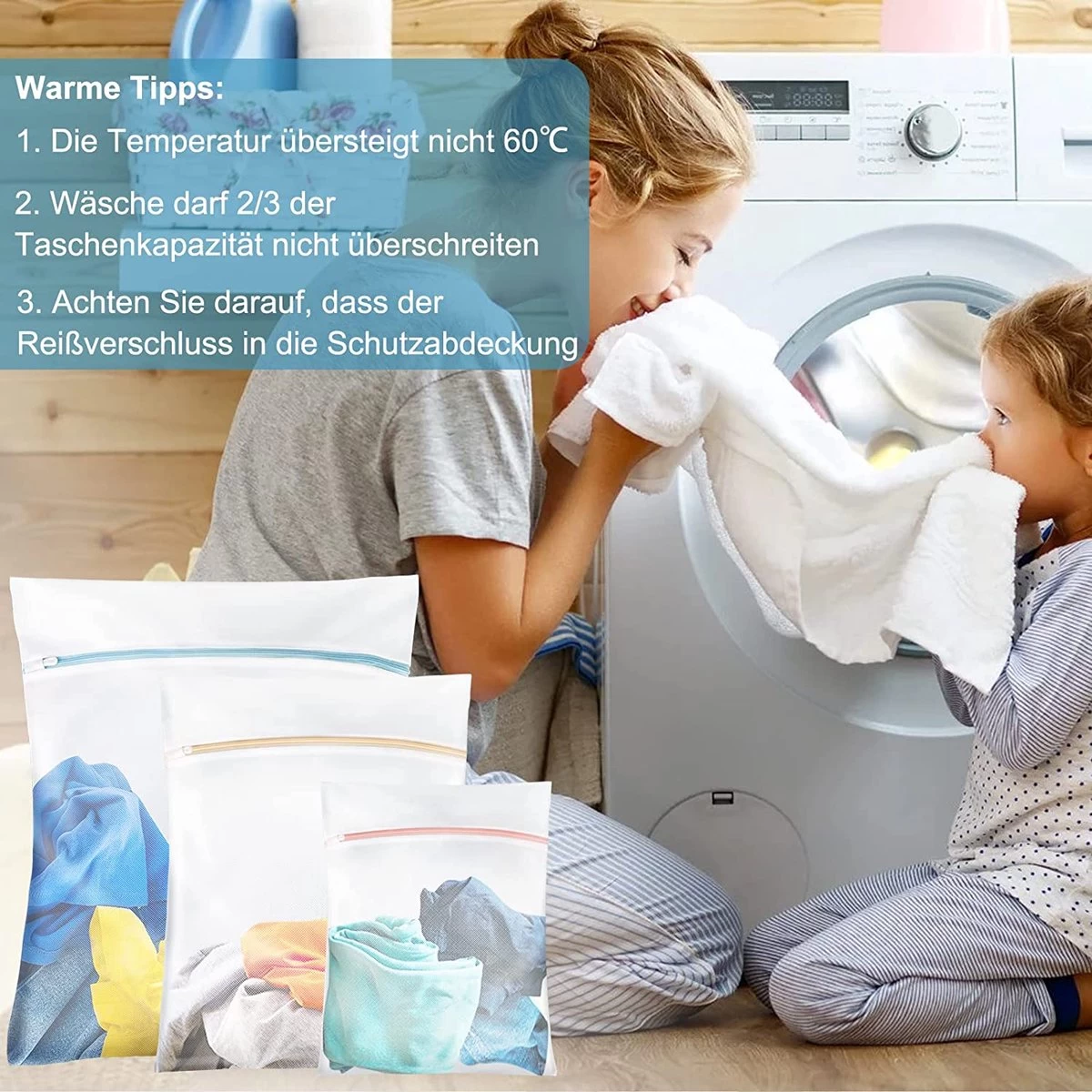 BOTC Waszakken - Wasnetten - Set Van 5 - Bescherm Je Wasgoed En Wasmachine - Transparant - Afbeelding 9