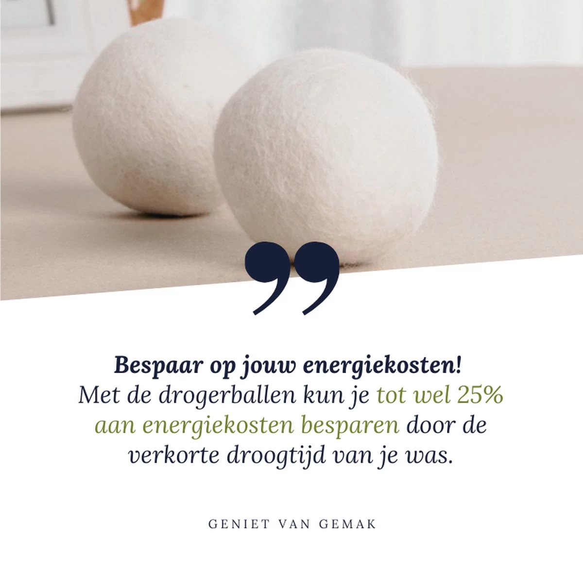 Geniet Van Gemak® | Herbruikbare Wollen Drogerballen | Wasbollen | Schaapswol | Duurzame En Energiebesparende Wasballen | 6 XL Drogerballen - Afbeelding 3