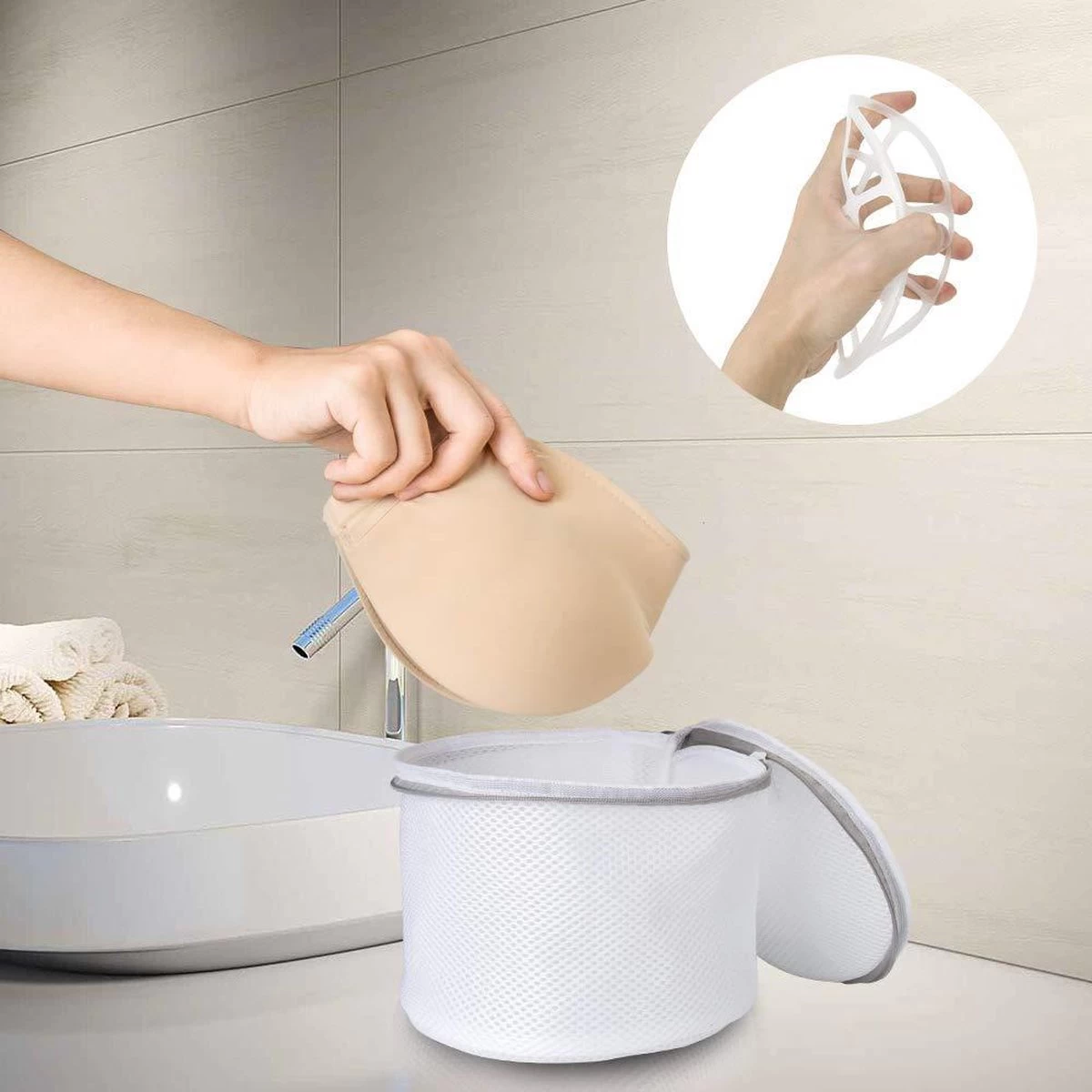 ForDig Wasnet Waszakjes (5 Stuks) Voor Lingerie En Fijne Was - Geschikt Voor Wasmachine - Met Rits - Wit - Afbeelding 11