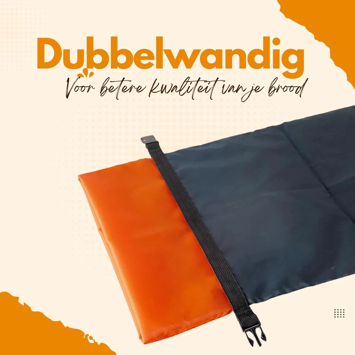 Herbruikbare Broodzak - Brooddoos - Broodbak - Voor Zelfgebakken Brood - Dubbele Voering - - Afbeelding 2