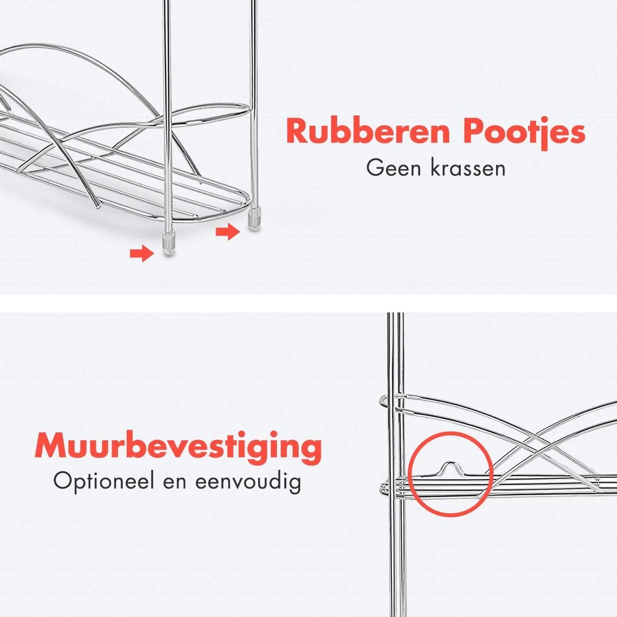 KitchenBrothers Kruidenrek - Staand - Voor 21 Potjes - 3 Laags - Chroom - Afbeelding 3