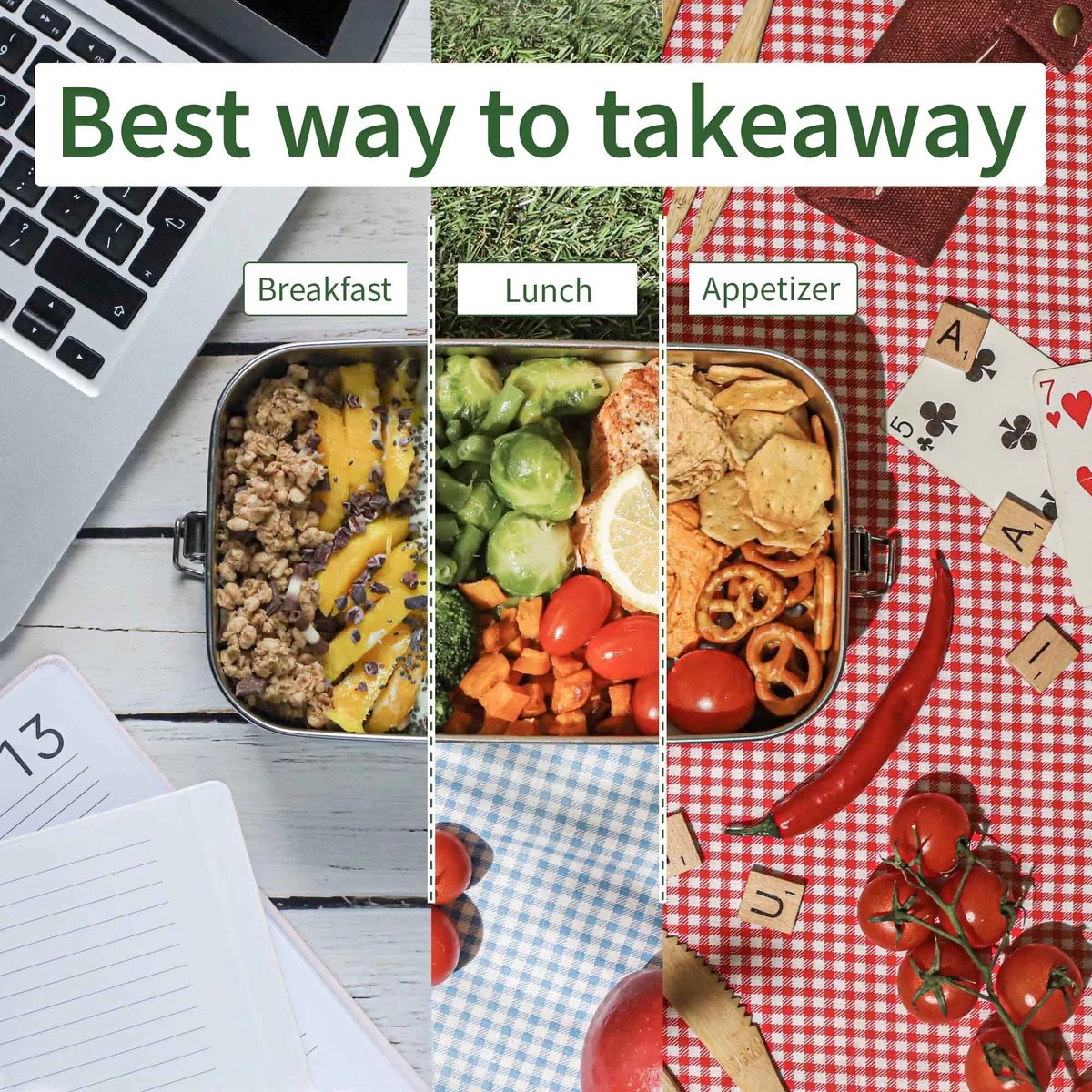 Bamboe Lunch Box 1400 Ml | Broodbox | Ecologisch | Roestvrijstalen Lunchbox | Bentobox No Leak | Smaakloos | Bamboe Grote Broodtrommel | Lunchbox Volwassenen | Lunchbox RVS Bamboe | Bambaw - Afbeelding 3