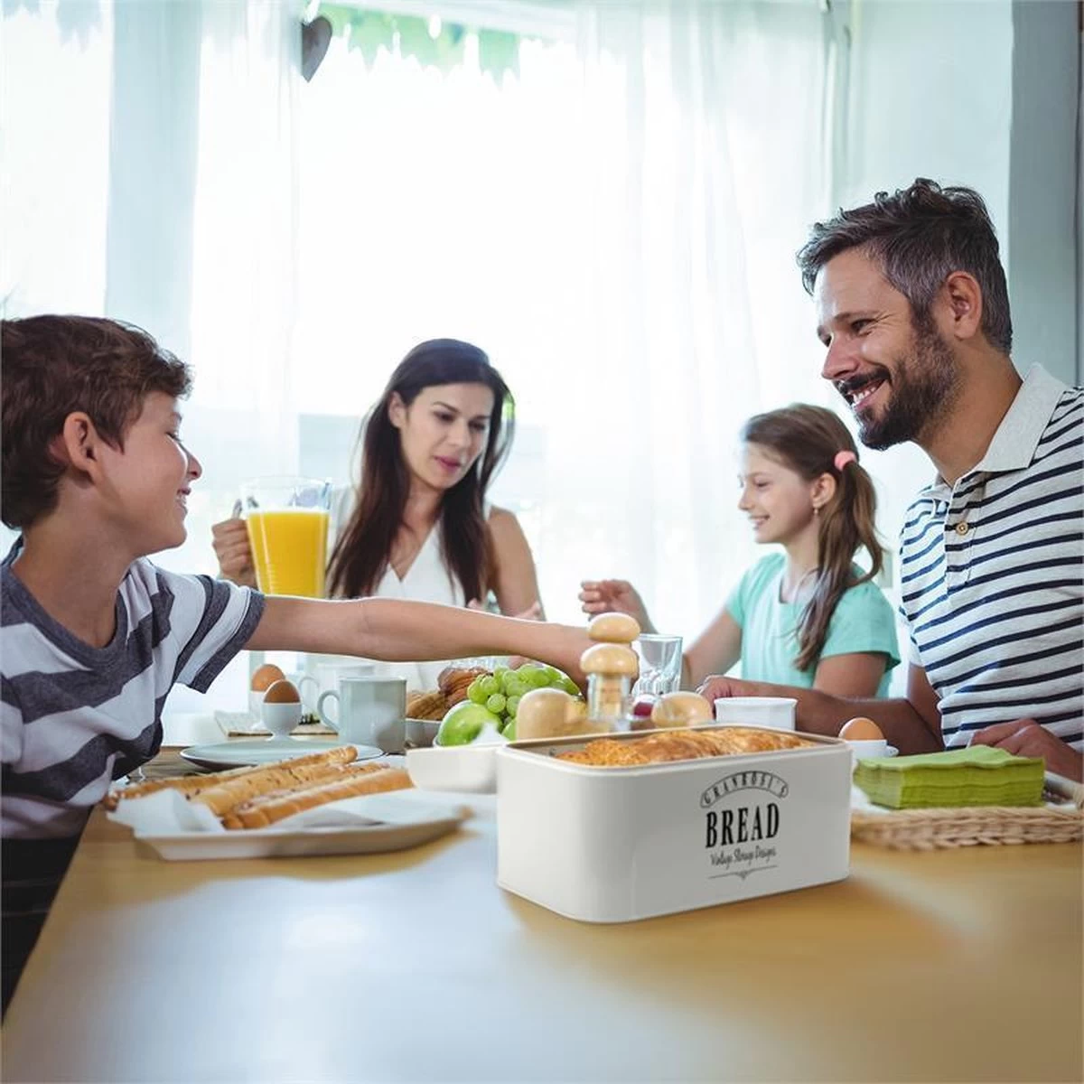 Delaware Broodtrommel Metaal 30 X 16 X 20,5 Cm Klapdeksel Ventilatiegaten - Afbeelding 2