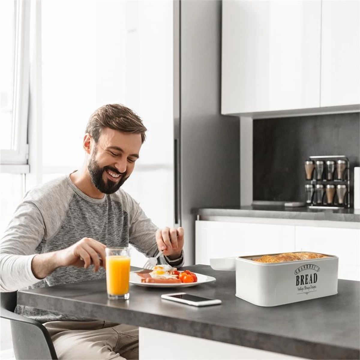 Delaware Broodtrommel Metaal 30 X 16 X 20,5 Cm Klapdeksel Ventilatiegaten - Afbeelding 3