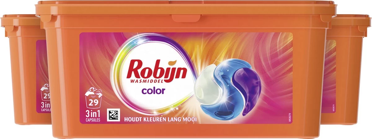 Robijn Color 3 In 1 Wascapsules - 3 X 29 Wasbeurten - Halfjaarbox - Afbeelding 2