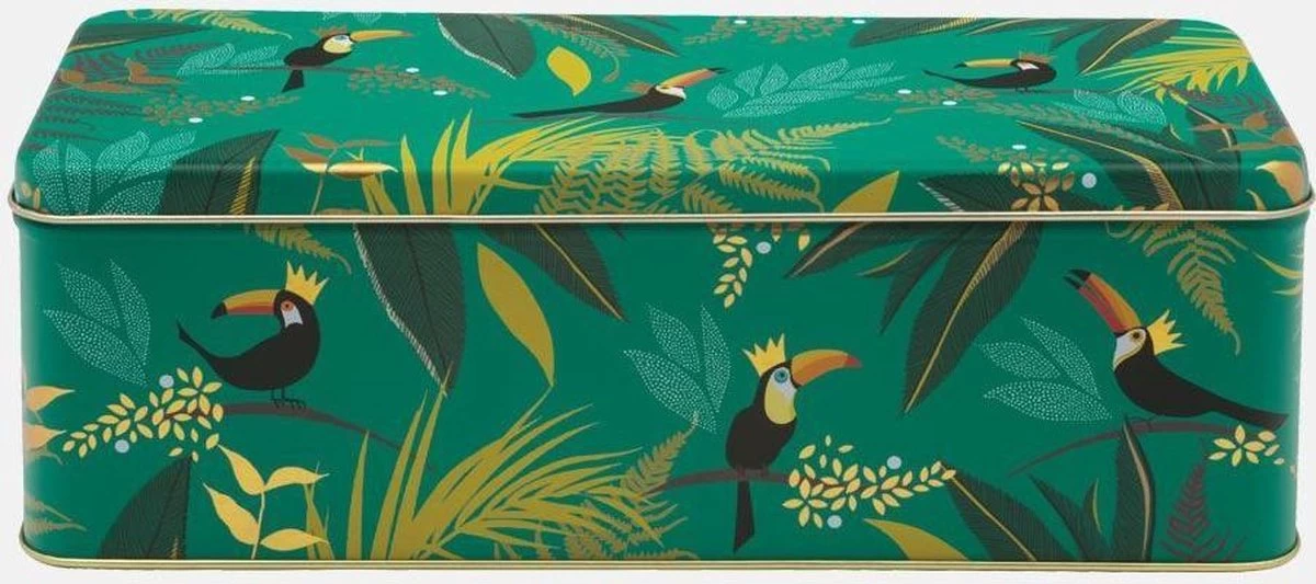 Bewaarblik Toekan - Groen - Rechthoek - Blik - 24 X 10 X 7,8 Cm - Sara Miller London