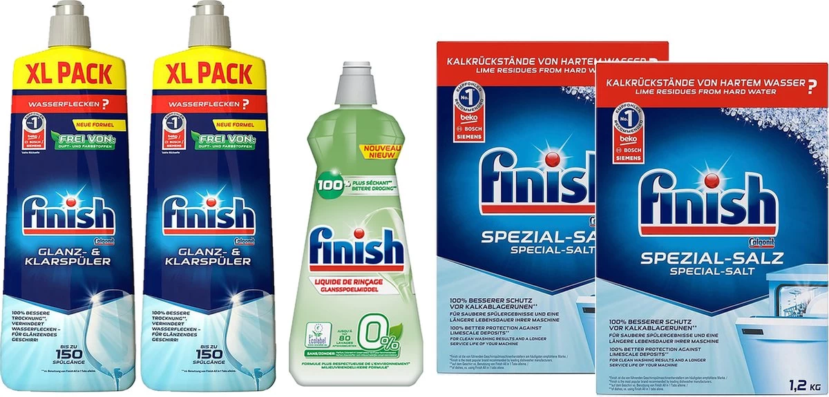 Finish Vaatwas Zout 2x1,2kg | Finish Glanspoel 2 X 800ml | Finish Eco 400ml