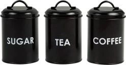 Mercury Haus Voorraadbussen Koffie, Thee En Suiker - Zwart