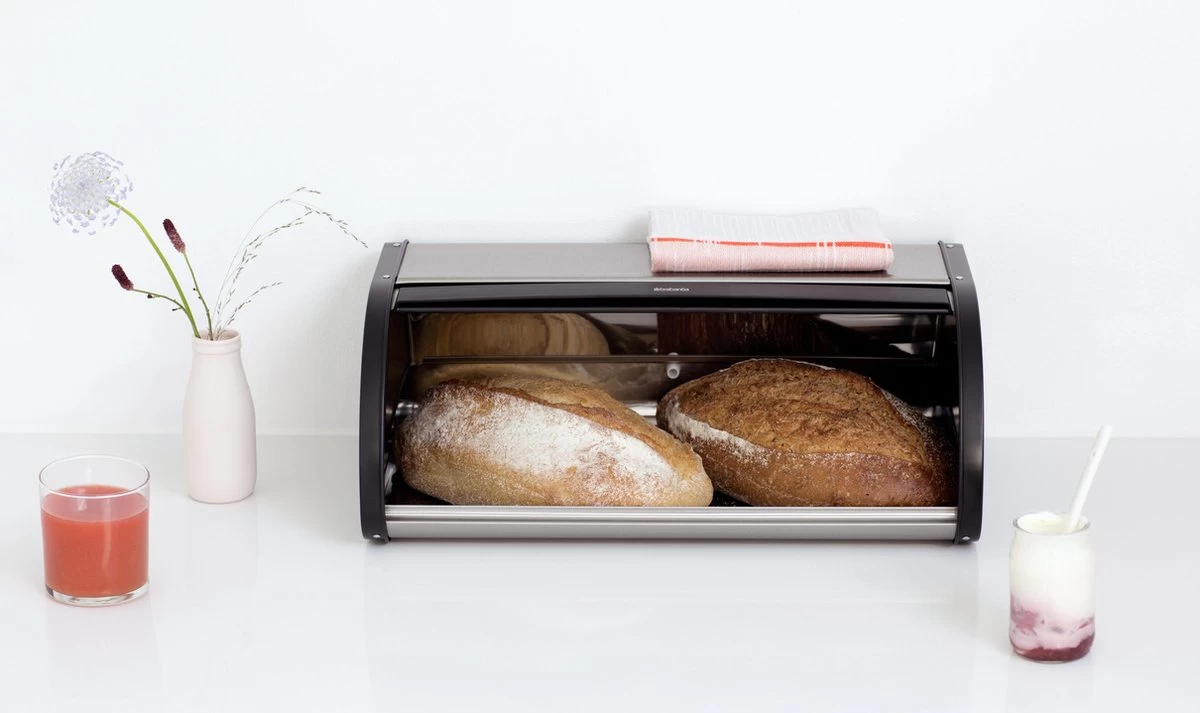 Brabantia Broodtrommel - Met Schuifdeksel - Matt Steel Fingerprint Proof - Afbeelding 2