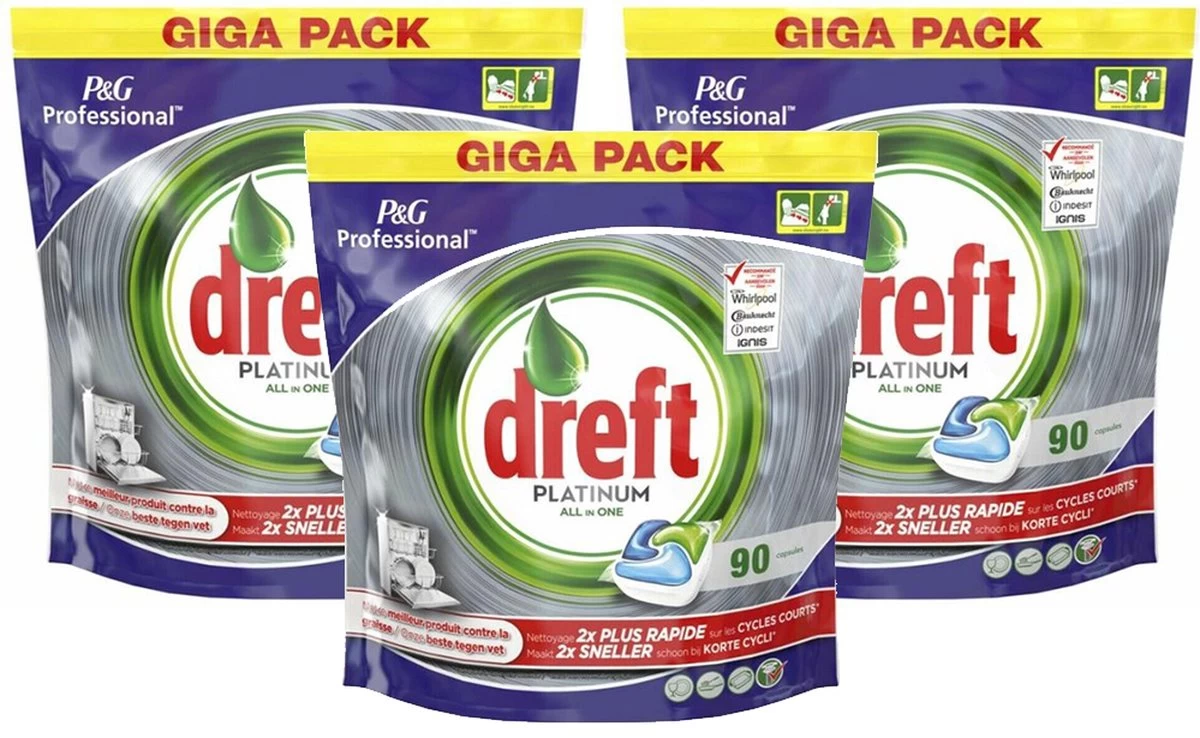 Dreft All In One Platinum - 270 Stuks - Vaatwastabletten - Jaarbox - Voordeelverpakking - Afbeelding 2