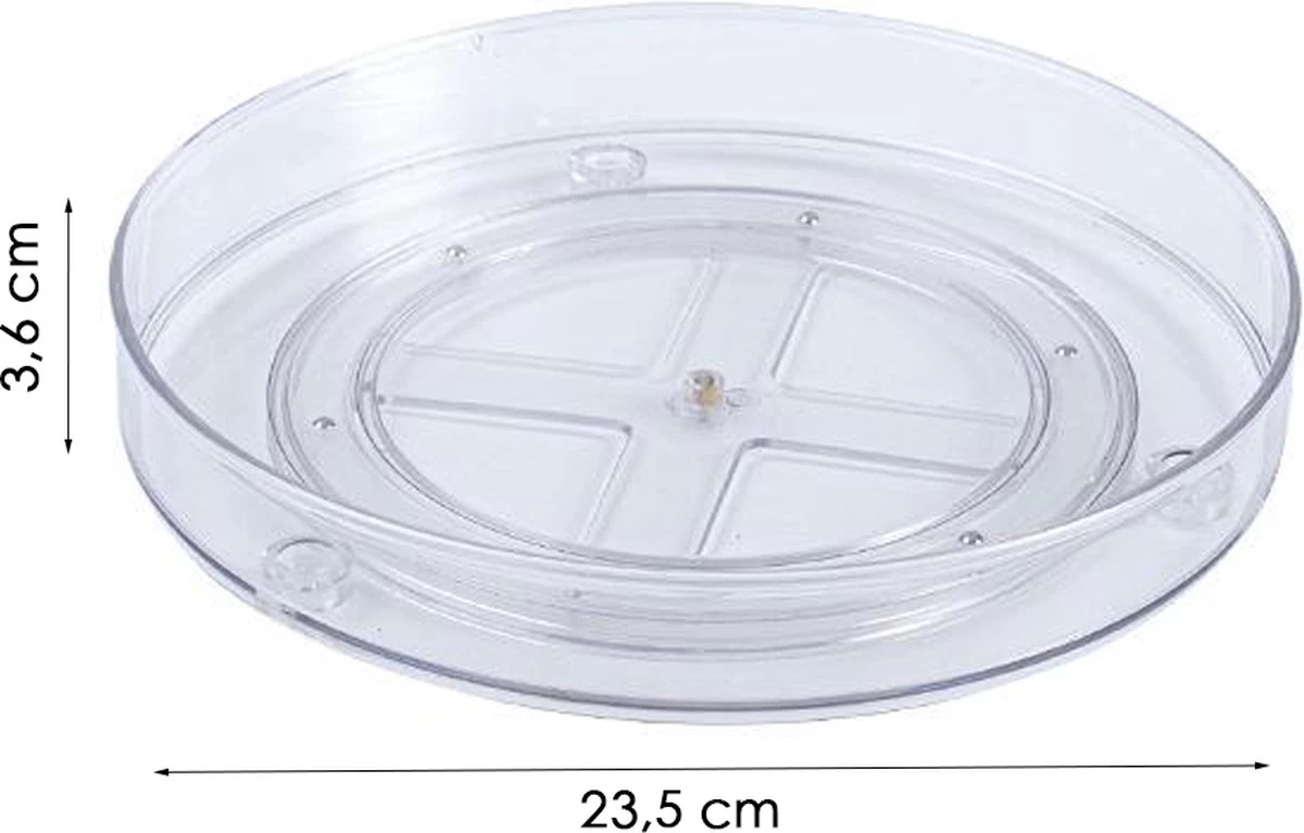 Merkloos Kruidenrek Draaibaar - Transparant - Diameter 23,5 Cm - Multifunctioneel Draaiplateau - Afbeelding 2