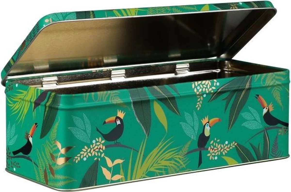 Bewaarblik Toekan - Groen - Rechthoek - Blik - 24 X 10 X 7,8 Cm - Sara Miller London - Afbeelding 2