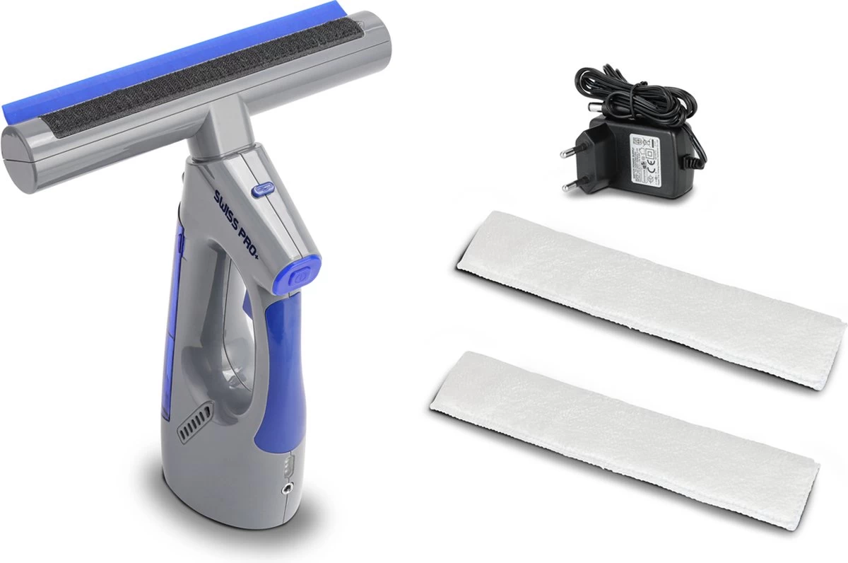 Swiss Pro+ Ruitenreiniger 3 In 1 WV 2 Blue Edition Window Vac - Ca. 120 M² - Waterzuiger - Incl. Smalle Zuigmond - Oplaadbaar - Raamwisser - Streeploos - Clicksystem - 2 Microvezeldoekjes - Met Sprayfunctie - Low Noise - Hepafilter - Afbeelding 9