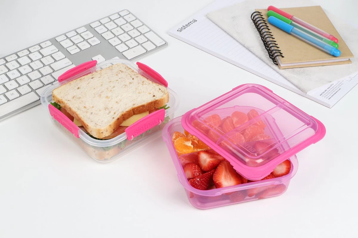 Sistema To Go Snackdoos Snack Attack Duo - Roze- 975 Ml - Afbeelding 2