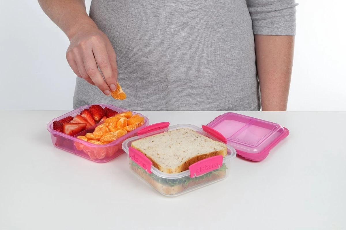 Sistema To Go Snackdoos Snack Attack Duo - Roze- 975 Ml - Afbeelding 3