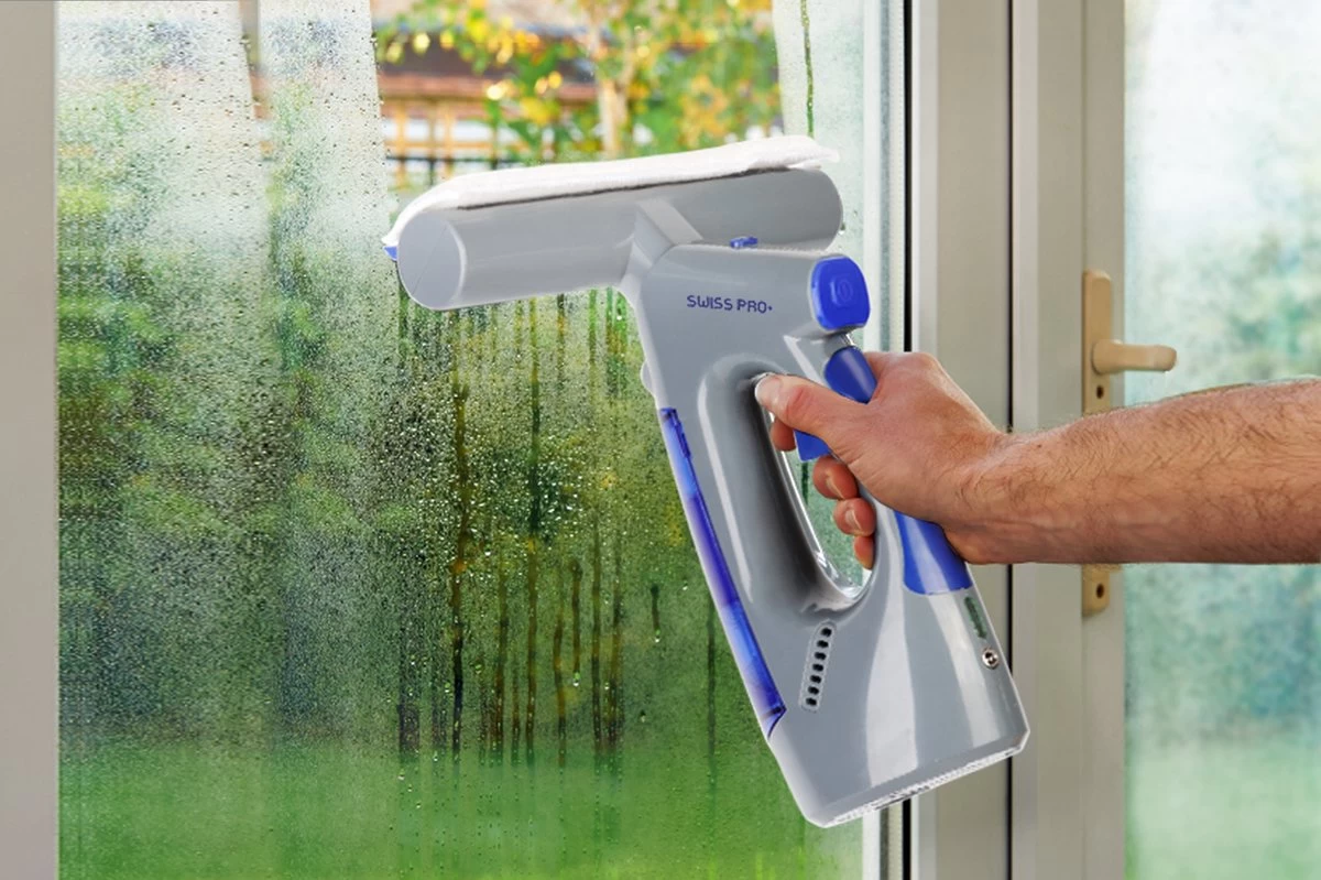 Swiss Pro+ Ruitenreiniger 3 In 1 WV 2 Blue Edition Window Vac - Ca. 120 M² - Waterzuiger - Incl. Smalle Zuigmond - Oplaadbaar - Raamwisser - Streeploos - Clicksystem - 2 Microvezeldoekjes - Met Sprayfunctie - Low Noise - Hepafilter - Afbeelding 4