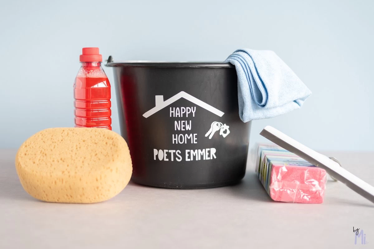 ByMi| Poetsemmer Happy New Home | Cadeautje Huis |Housewarming |Nieuwe Woning | Gepersonaliseerd - Afbeelding 2