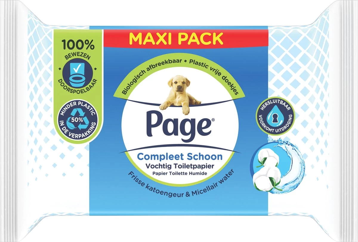 Page Vochtig Toiletpapier - 6 X 74 Stuks - Compleet Schoon Maxi Vochtig Wc Papier - Voordeelverpakking - Afbeelding 4