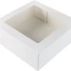 Taartdoos Met Venster 26x26x9cm. Wit 3st