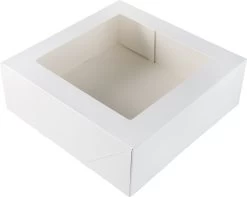 Taartdoos Met Venster 26x26x9cm. Wit 3st