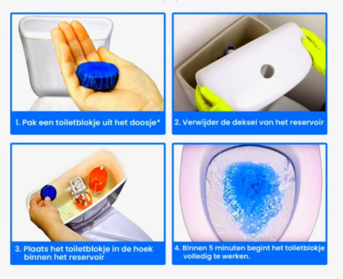 DONGOODS® Toiletblokjes Voor Inbouwreservoirs – WC-blokjes – Toiletblokken In Een Voordeelverpakking – 12 Stuks - Afbeelding 4
