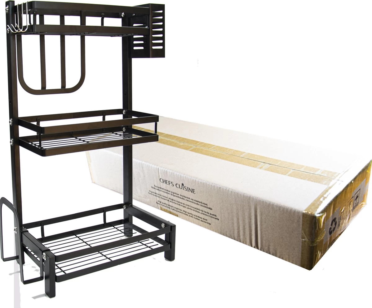 Chefs Cuisine Kruidenrek - Kruidenrek Staand - Keukenrek - Aanrecht Organiser - Bureau Organizer - Keuken Organizers - Roestvrij Staal - Afbeelding 4