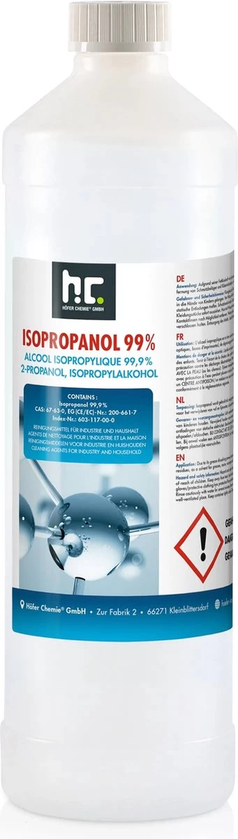 Isopropyl Alcohol - Isopropanol - IPA - Isopropyl - 99,9% Zuiver - 1000ml - Inclusief Trechter - Afbeelding 4
