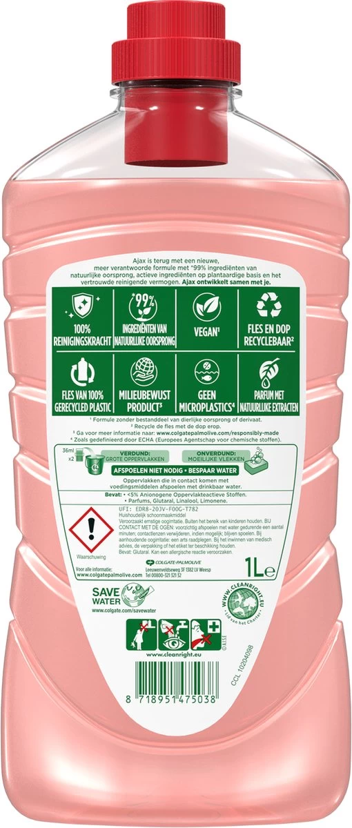 Ajax® Ajax Allesreiniger Fête Des Fleurs Hibiscus 6 X 1L - Voordeelverpakking - Afbeelding 2