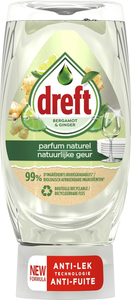 Dreft Natuurlijke Geur - Afwasmiddel - Bergamot & Gember - Ondersteboven Fles - Voordeelverpakking 8 X 370 Ml - Afbeelding 6