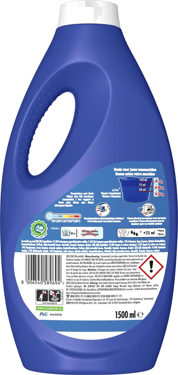 Dash Platinum Vloeibaar Wasmiddel - Extra Reinigingskracht - Voordeelverpakking 4 X 30 Wasbeurten - Afbeelding 2