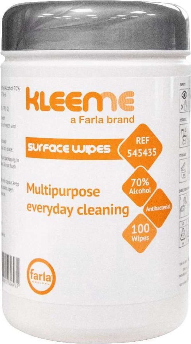 Schoonmaakdoekjes - Ontsmettingsdoekjes - Desinfectiedoekjes - Desinfectie Doekjes - KleenMe - Alcohol Doekjes - Alcoholdoekjes - Allesreiniger Zachte Antibacteriële Alcohol Wipes- 100 Doekjes - Met Dispenser - 70% Alcohol - 185 X 110mm - Afbeelding 2