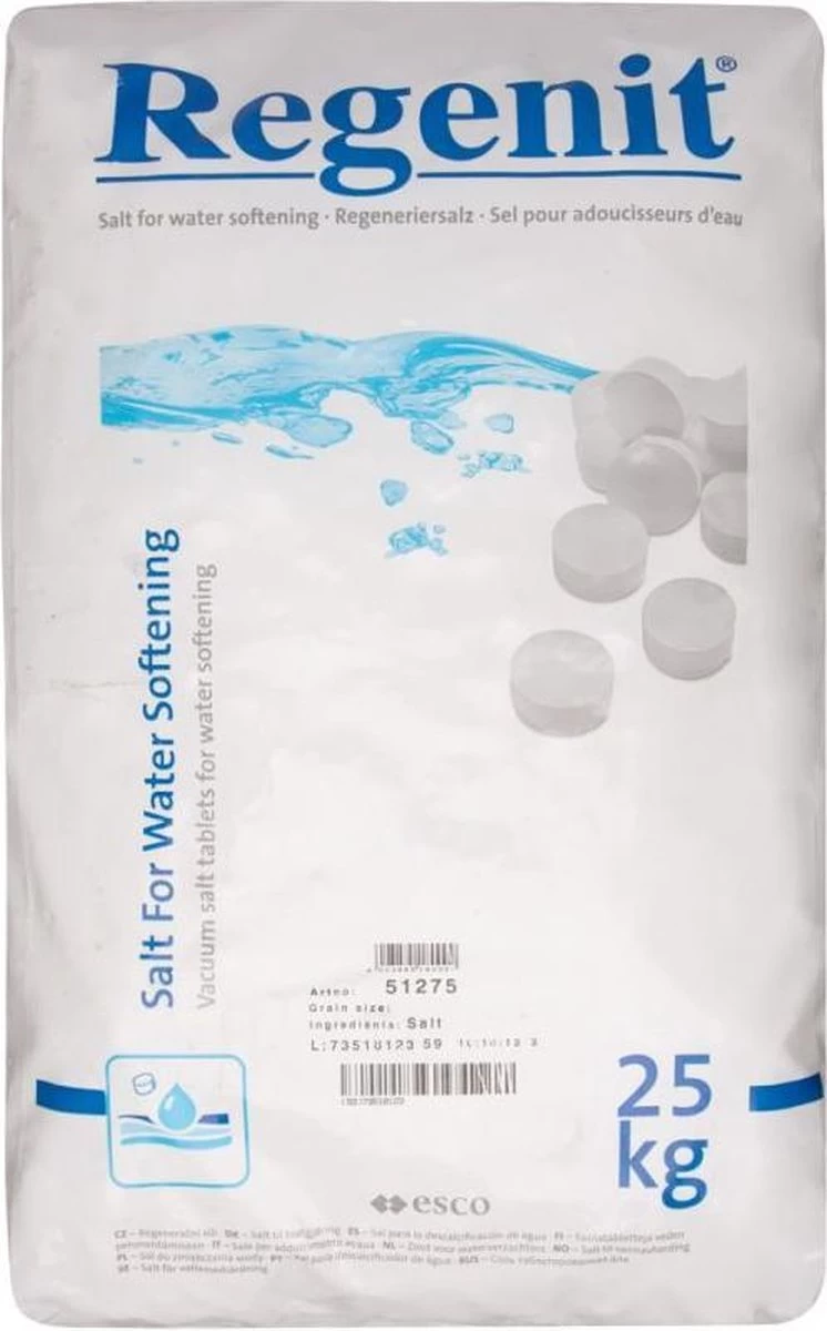Regent 2 Zakken Regeneratiezout - Ontkalkingsmiddel - 25kg Per Zak - Waterontharder