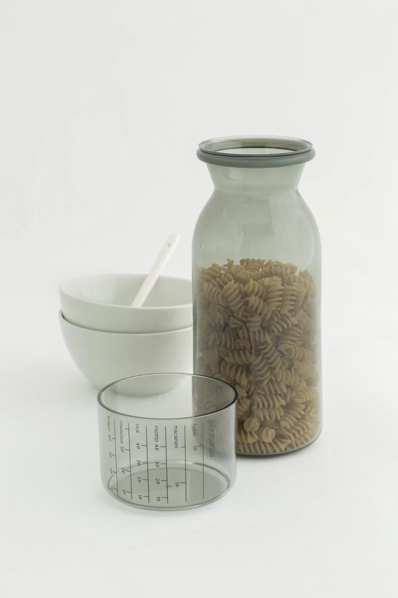 Brabantia Voorraadbussen Met Maatbeker Set Van 2 - 1,3 L - Dark Grey - Afbeelding 5