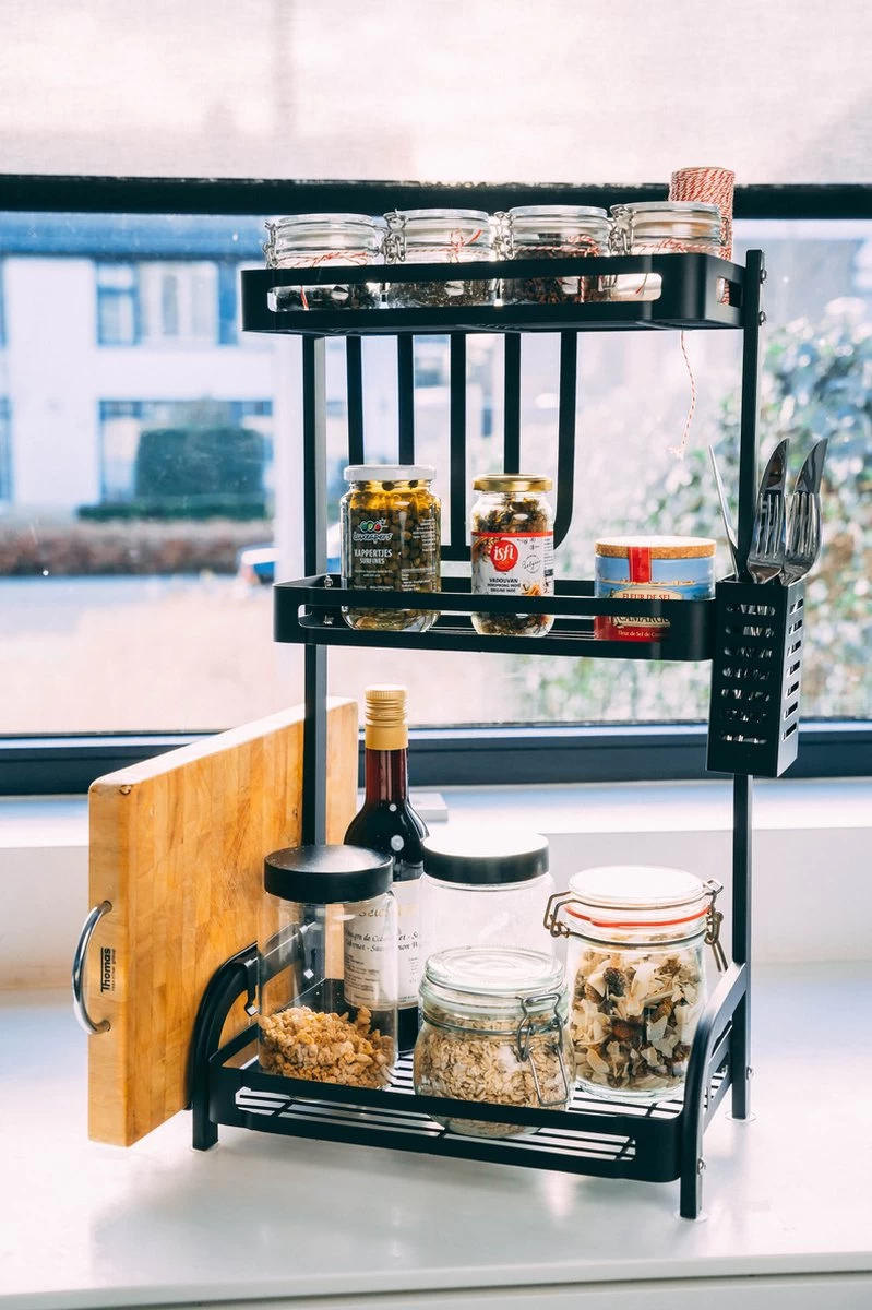 Sens Design Kruidenrek Staand – Keukenrek Voor Kruidenpotjes - Zwart - Afbeelding 12