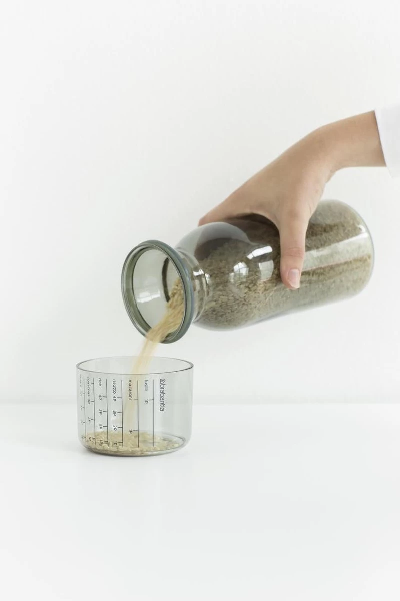 Brabantia Voorraadbussen Met Maatbeker Set Van 2 - 1,3 L - Dark Grey - Afbeelding 2