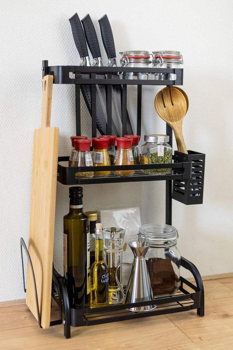 Sens Design Kruidenrek Staand – Keukenrek Voor Kruidenpotjes - Zwart - Afbeelding 9