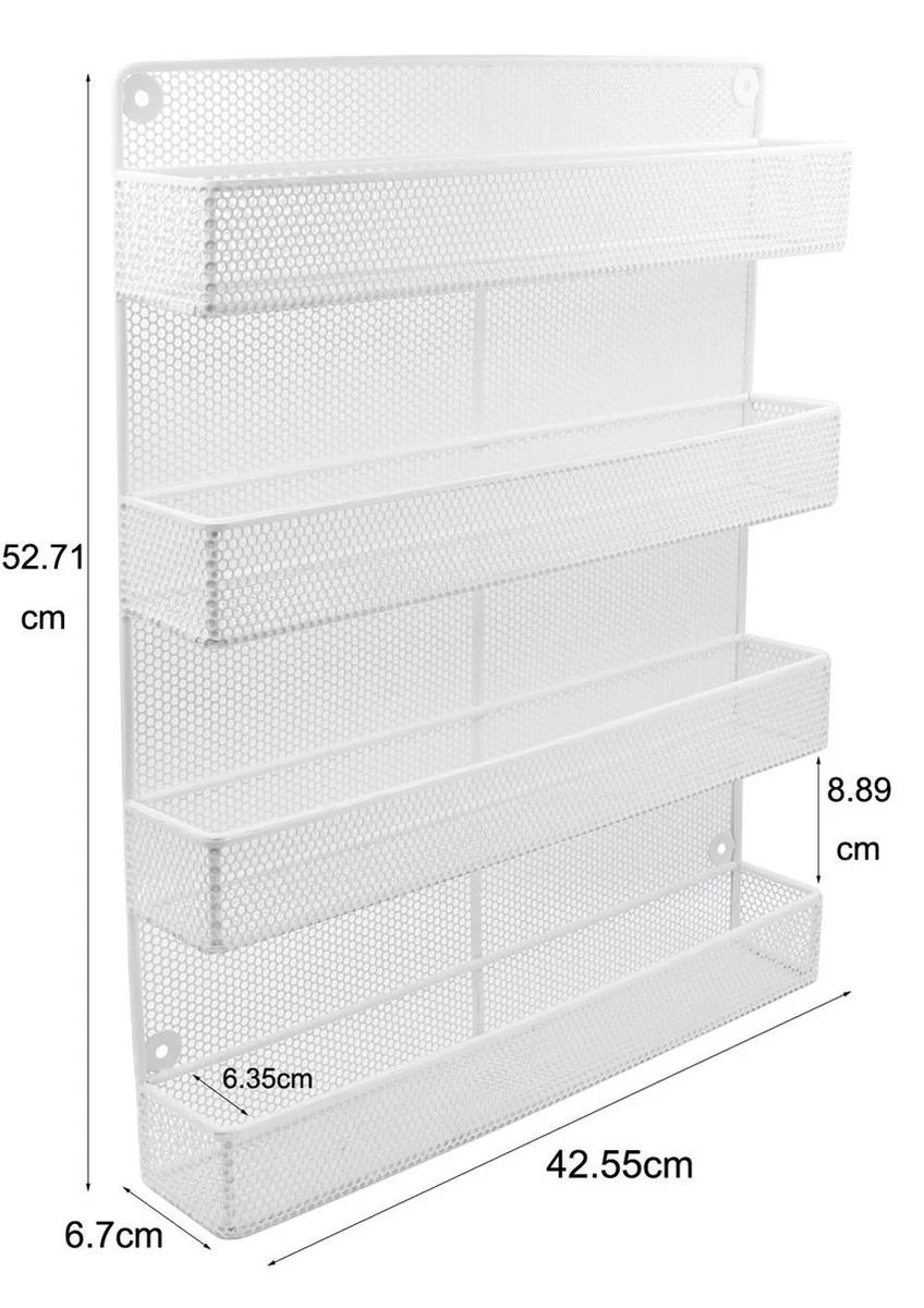 QUVIO Groot Kruidenrek - Staal - Wit - Ophangbaar - Voor 32 Kruidenpotjes - 4 Laags - Afbeelding 3
