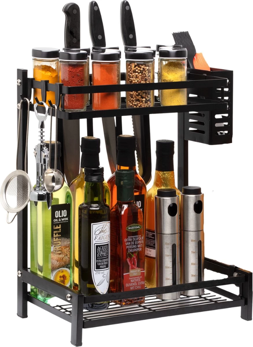 Pazzo Goods - Keuken Organizer - Keukenrek - Zwart - Metaal - 2 Laags - Multifunctioneel - Zwart - - Afbeelding 5