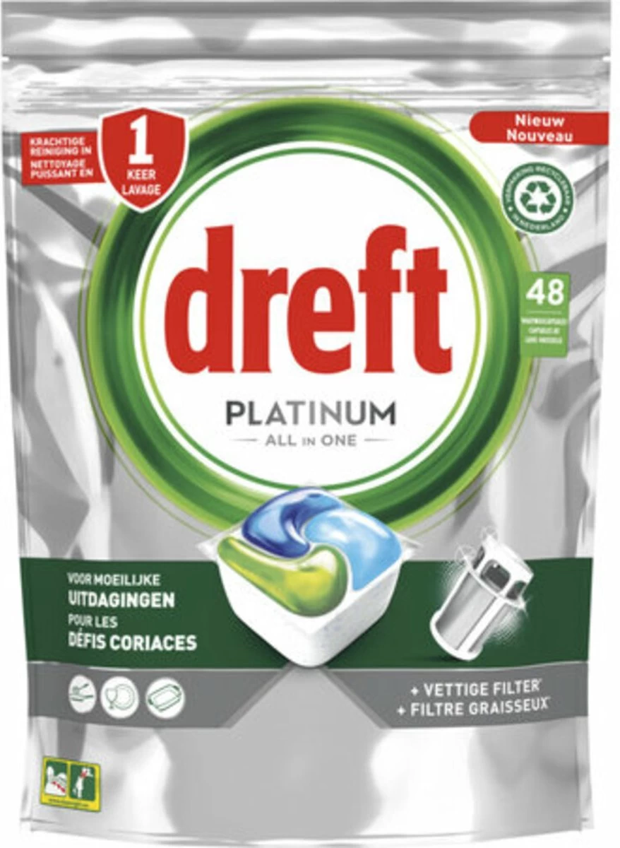 Dreft Platinum Vaatwastabletten All-in-One 86 Stuks - Afbeelding 2