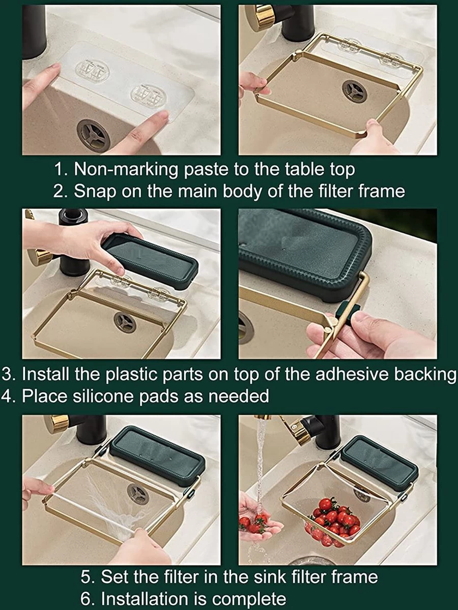 Merkloos Gootsteen Organizer - Gootsteen Afval Netje - Gootsteenontstopper -Gootsteen Zeef Netto- Sink Filter Rack Anti-Blokkeren Wegwerp-Fijne Mesh Filter Aanrecht Zeef Mesh Tas Voor Keuken- Spoelbak - Incl. 50 Netjes - Afbeelding 4