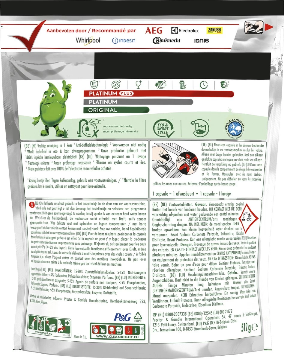 Dreft Platinum Plus All In One Deep Clean - Vaatwastabletten - Voordeelverpakking 4 X 33 Stuks - Afbeelding 2