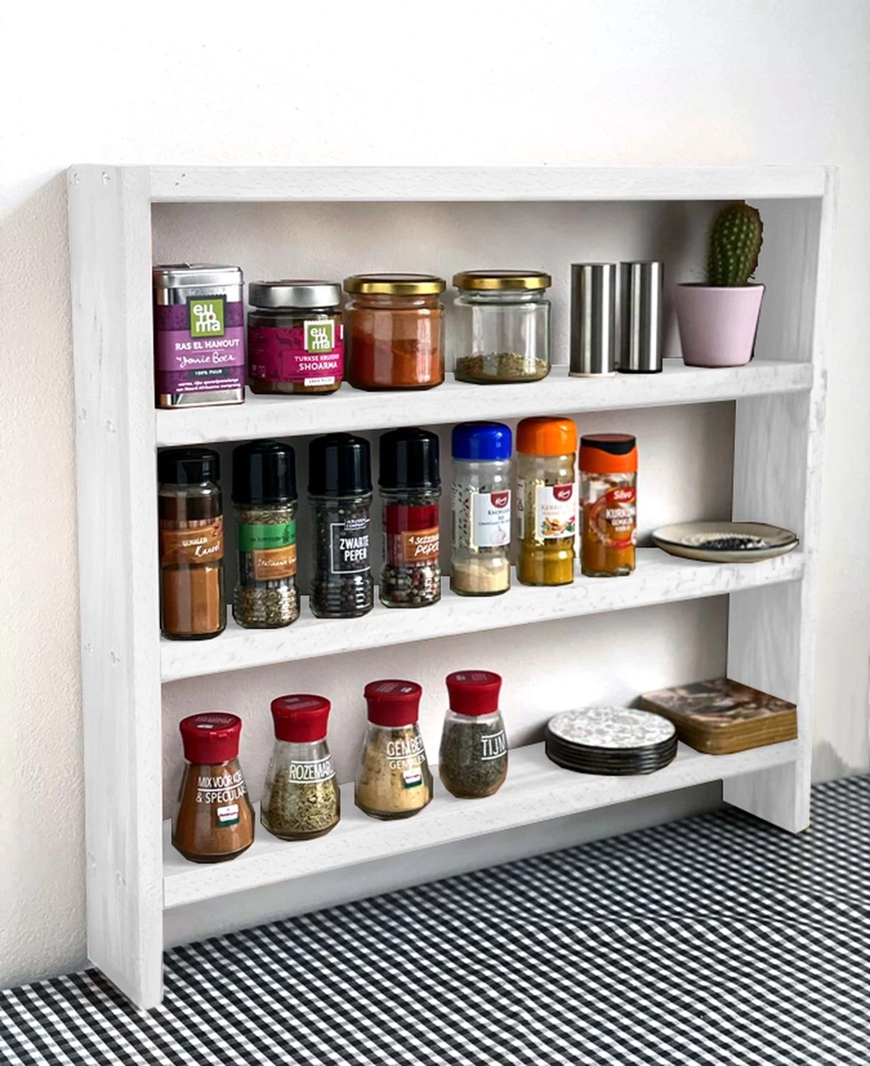 Beckenbau - Kruidenrek Staand - Kruidenrek - Keuken Organizers - Massief Hout - 58x53